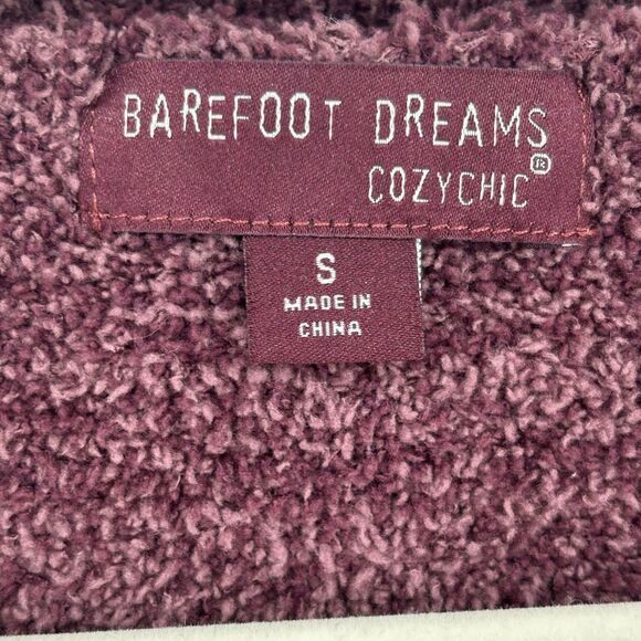 Barefoot Dreams CozyChic V-Neck Pullover Sweater Burgundy Plush Soft Size Small - Picture 2 of 7